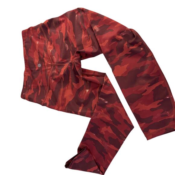 Athleta Elation Leggings  ⅞ Tights Lux Red Camo with Shimmer Womens Size Small P - Picture 1 of 6
